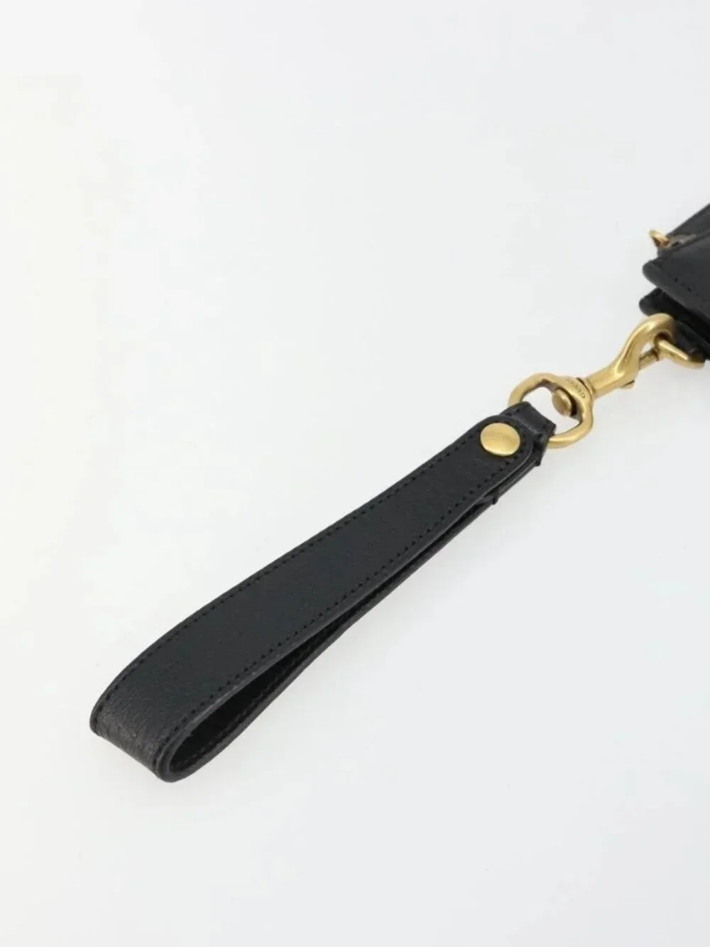 GUCCI GG Marmont Clutch Bag Leather Black Gold 475317 Auth 183138